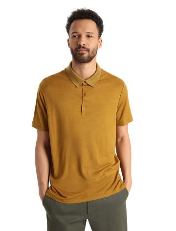 T Shirts Icebreaker Merino Tech Lite II Corta Sleeve Polo Homme Marron | FR 1159QMAZ